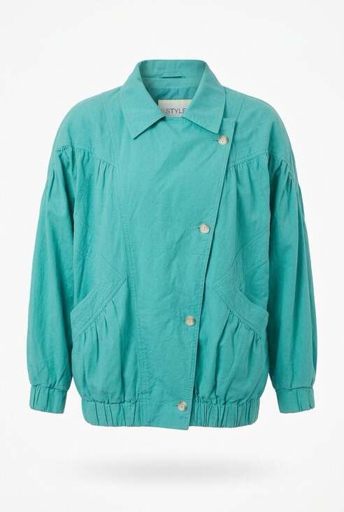 Lifestyles by Mulberry Street Jackets & Blazers - Vintage Lifestyles by Mulberry Street Teal Cotton Bomber Jacket Size M item 253